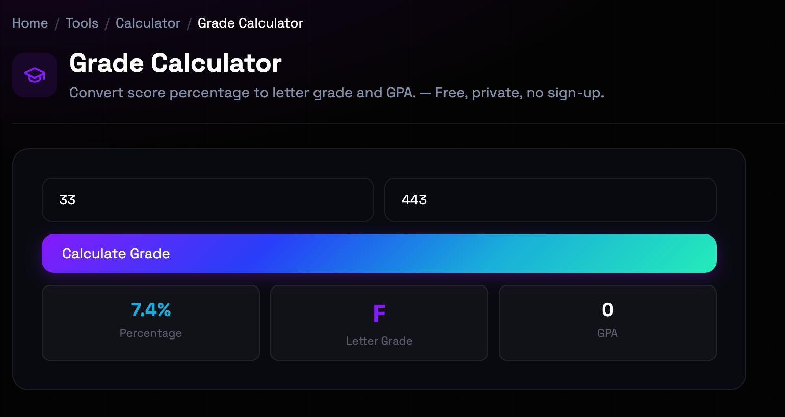 How to use Grade Calculator online — free, fast, and private